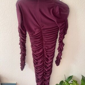 Camila Coelho Long Sleeve Burgundy Dress